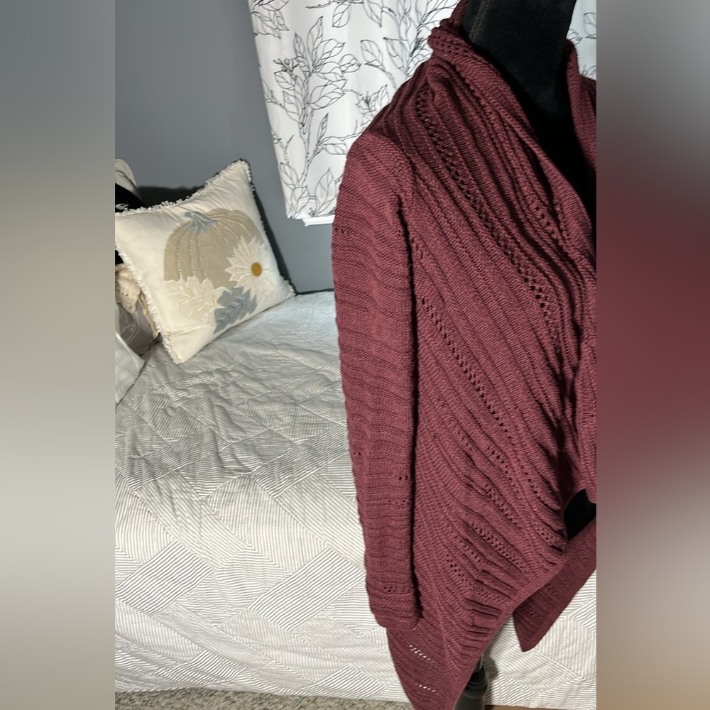 Athleta Asymmetrical Open Front Cotton Cashmere Blend Cardigan - Picture 3 of 7